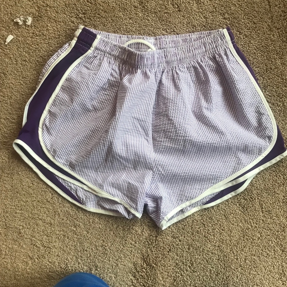 JR Criders purple striped shorts